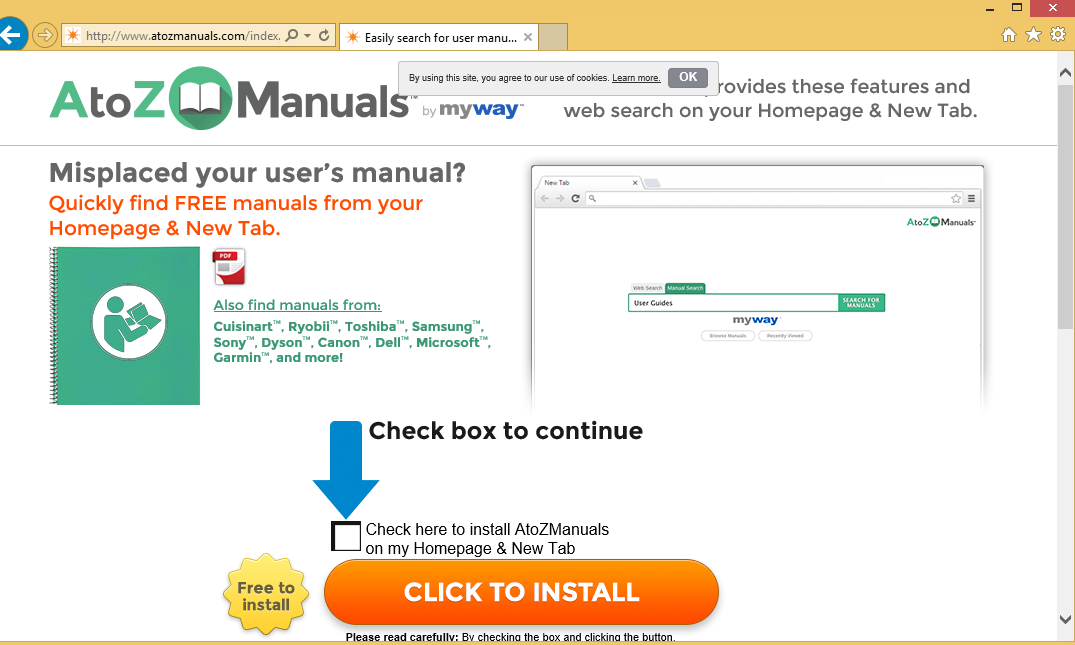 Poista AtoZManuals Toolbar