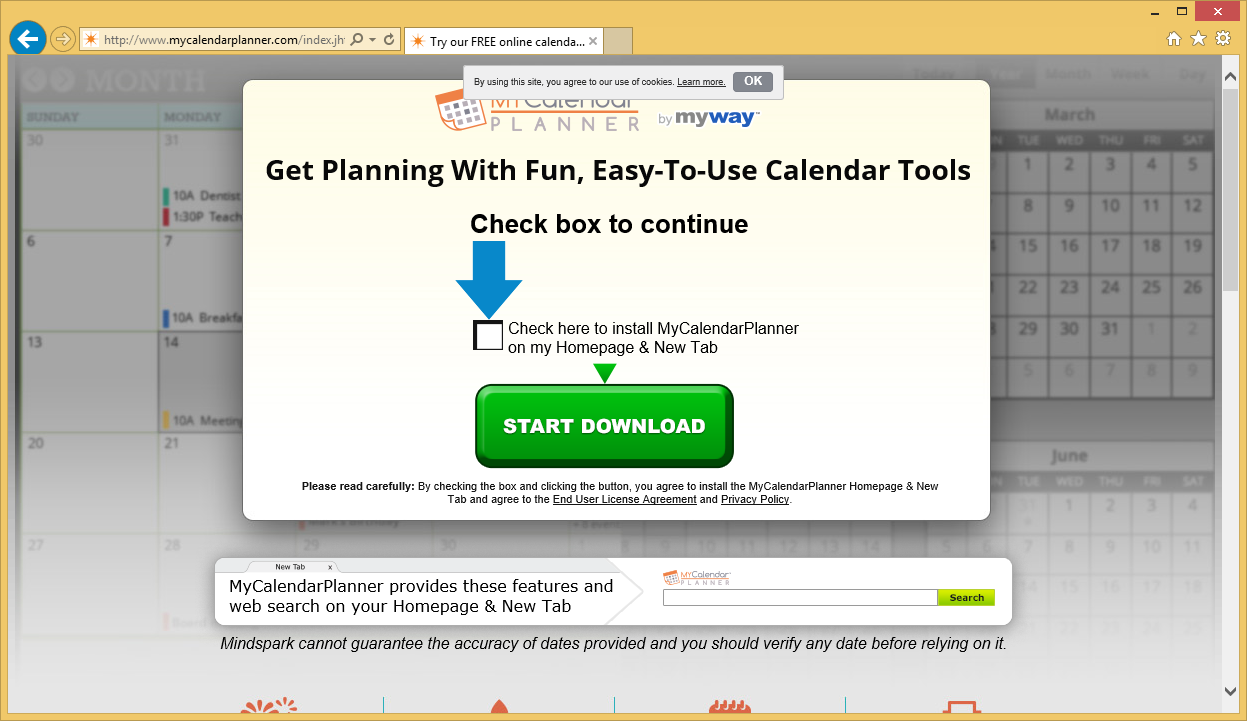 Poista MyCalendarPlanner Toolbar