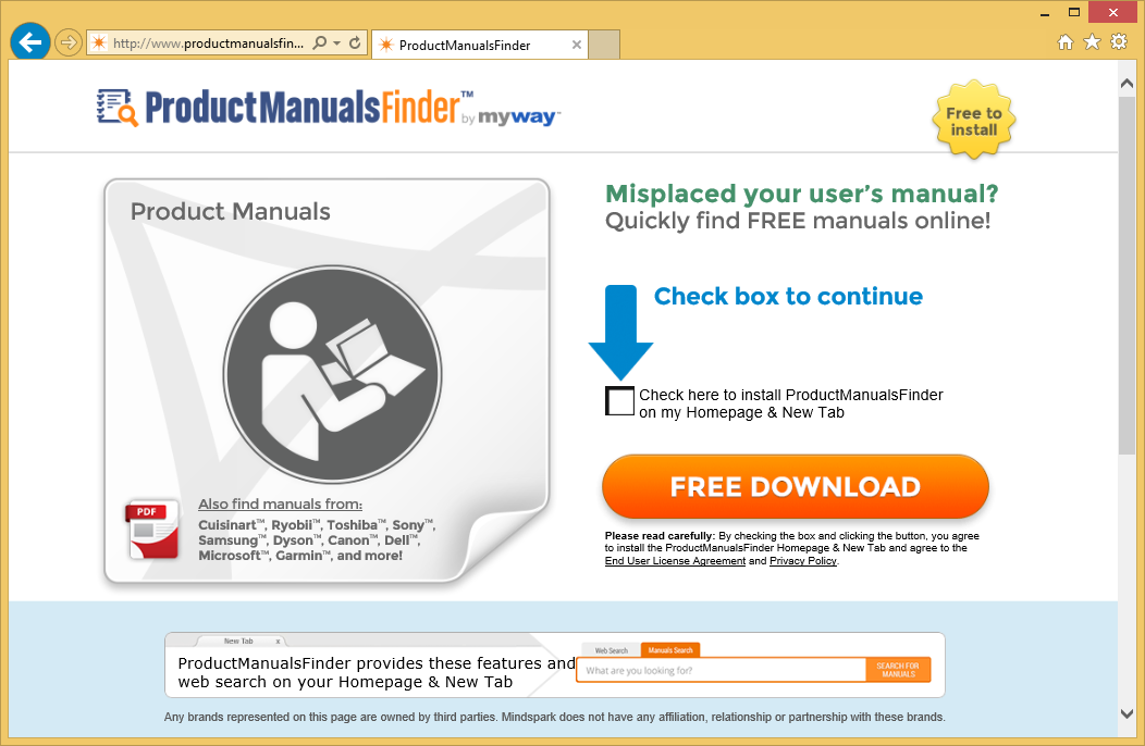 Poista Product Manuals Finder Toolbar