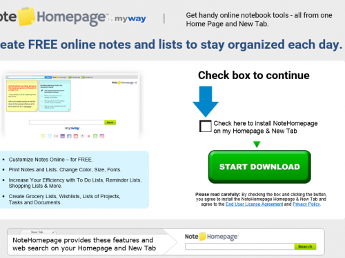 Poista Note Homepage Toolbar