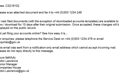 Fake Companies House Email Virus