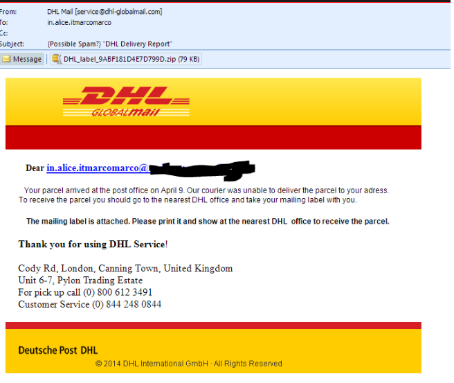 Remove DHL Express Email Virus