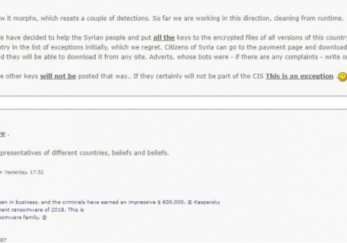 GandCrab developers release decryption keys for Syrian victims