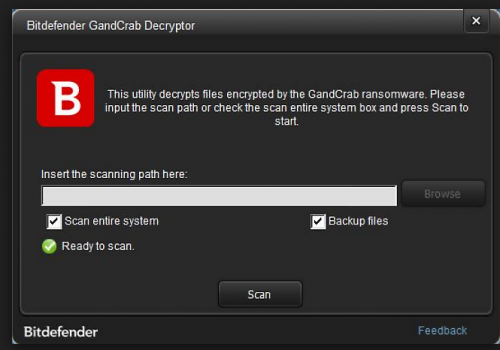 Bitdefender release decryptor, a GandCrab változat 1, 4, legfeljebb révén 5.1