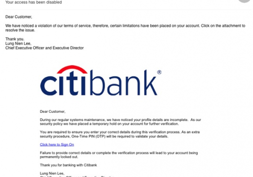 CitiBank virus -Átverés E-mail vírus