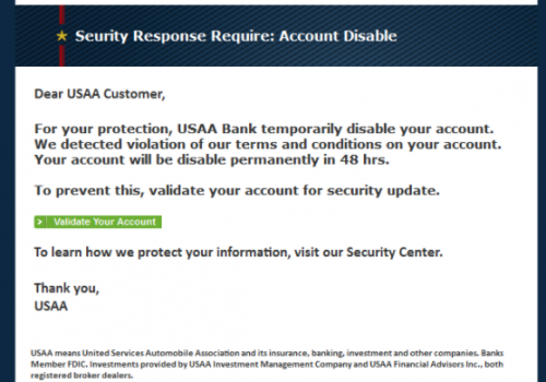 USAA adathalász e-mail