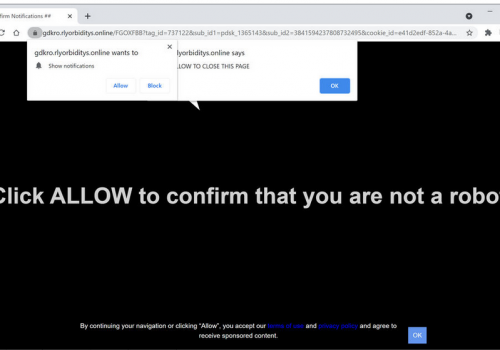 Rimuovere Rlyorbiditys.online pop-up ads