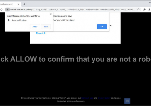 Rimuovere Arcearrsin.online pop-up ads