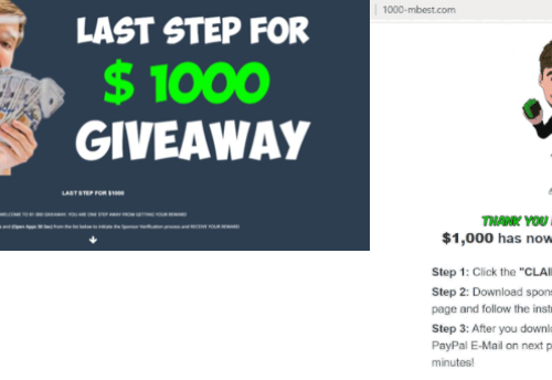 Mr Beast Giveaway POP-UP Scam allontanamento