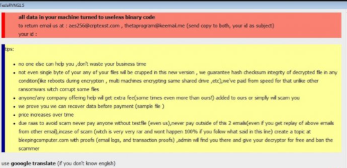 Fjerne TeslaRVNG3 Ransomware