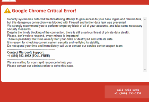 Entfernen Google Chrome Critical Error scam