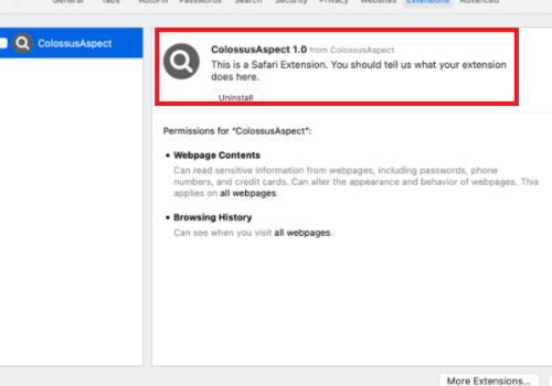 Entfernen Sie den ColossusAspect Mac-Virus