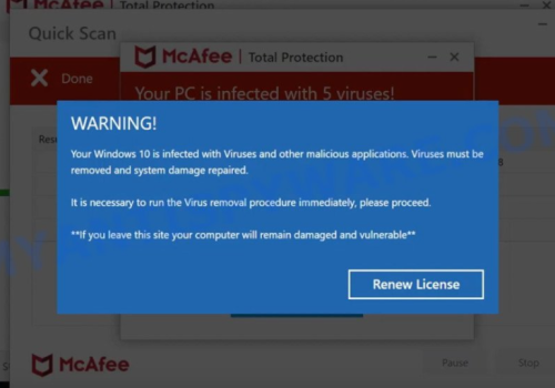 Was ist Your Windows 10 is infected with viruses eine Popup-Warnung?