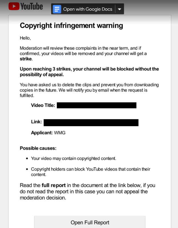 What Is “youtube Copyright Infringement Warning” Email Virus