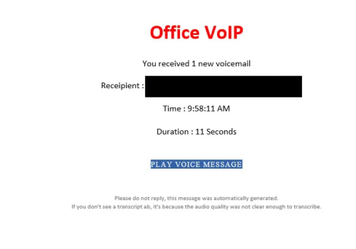 Τι είναι voicemail email scam