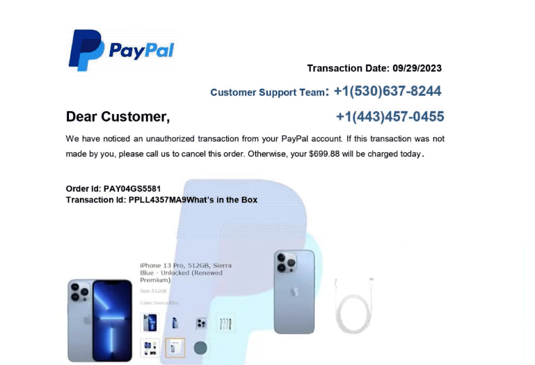 What is the “PayPal – Unauthorized Transaction” email scam