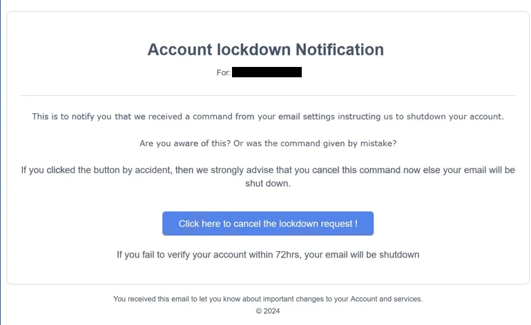 Usuń „Account Lockdown Notification” wiadomości phishingowe