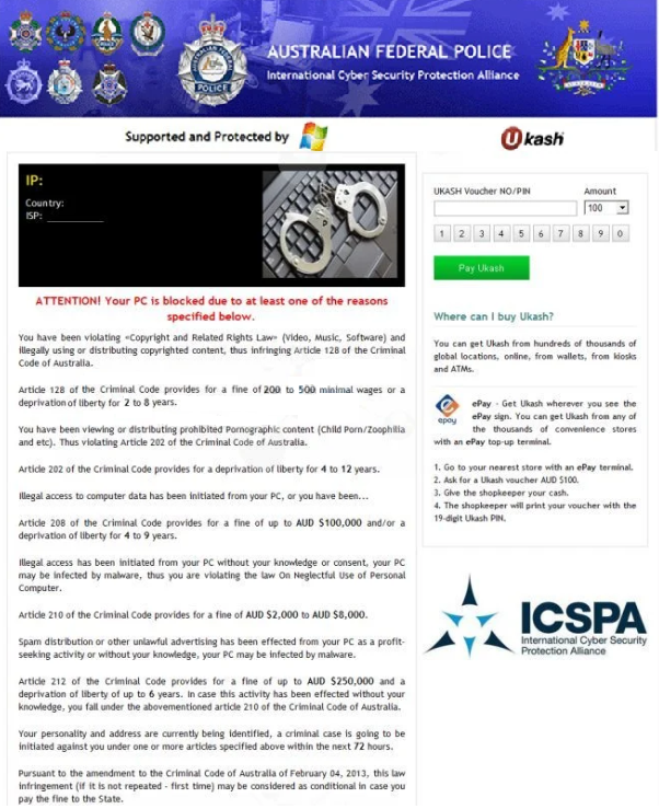 Avlägsna Australian Federal Police ransomware