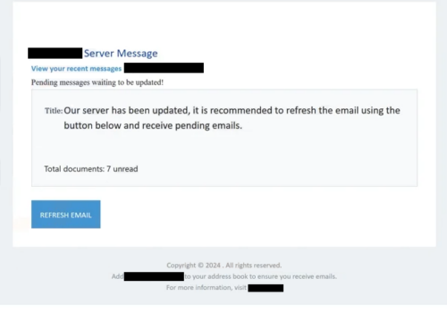 Ta bort ”Server Has Been Updated – Refresh Your Email” e-postbedrägerier