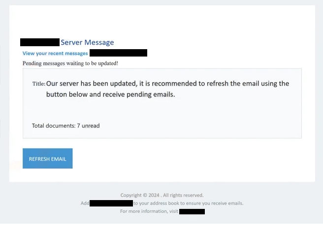 Remove “Server Has Been Updated – Refresh Your Email” email scam