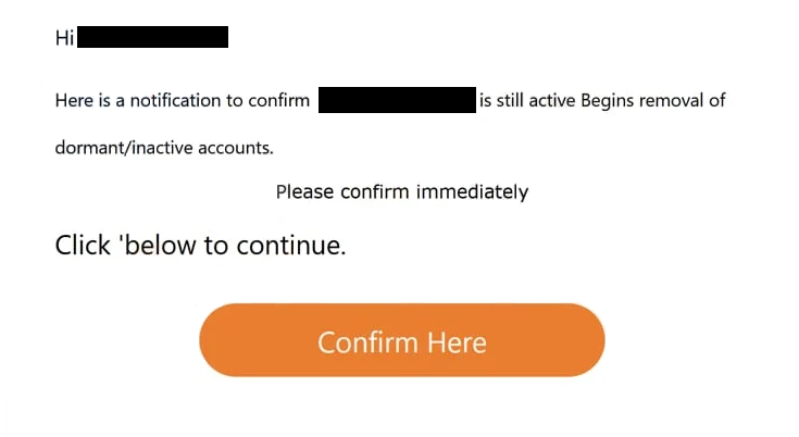 Remove “Removal Of Dormant/Inactive Accounts” email